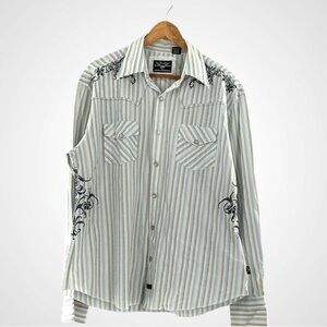 Fender Blue and White Striped Men's Shirt